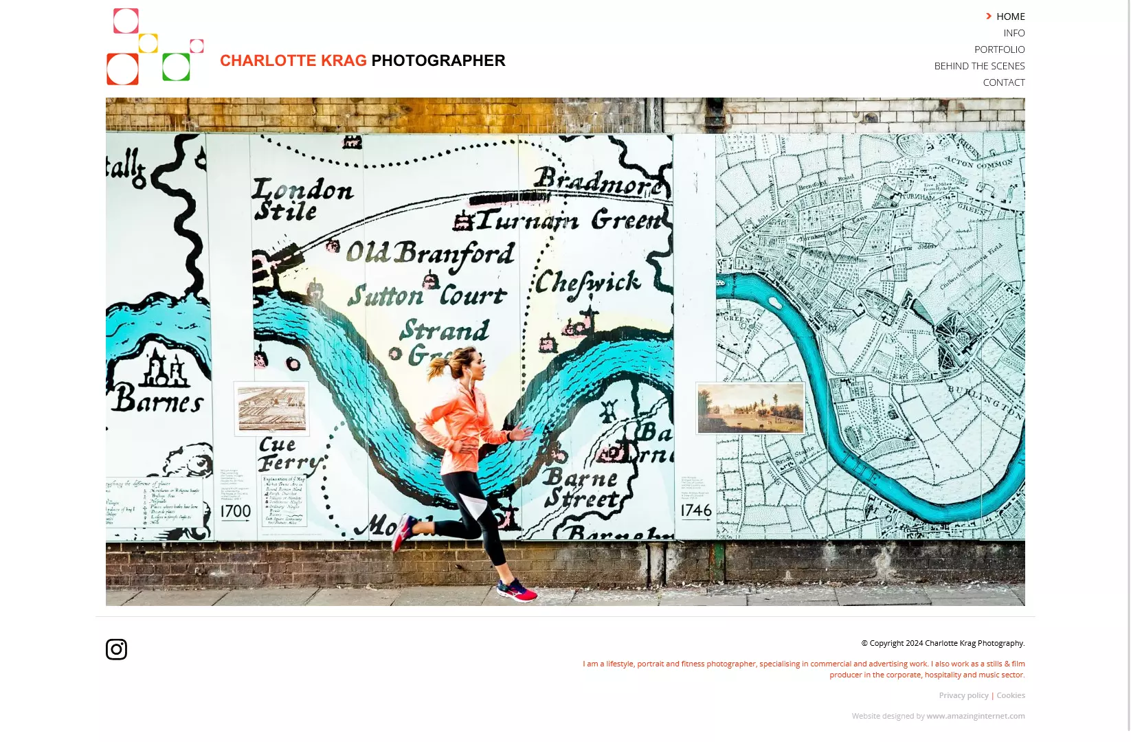 Screenshot of the Charlotte Krag Photographer website home page